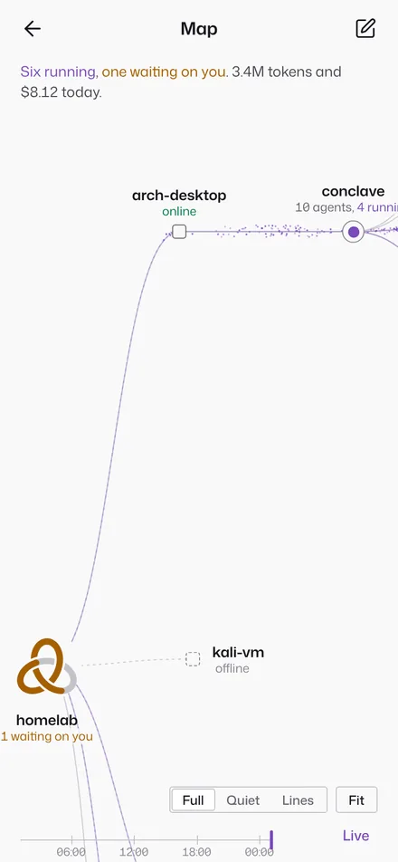 The Map on a phone, opened on the hub and its busiest project.